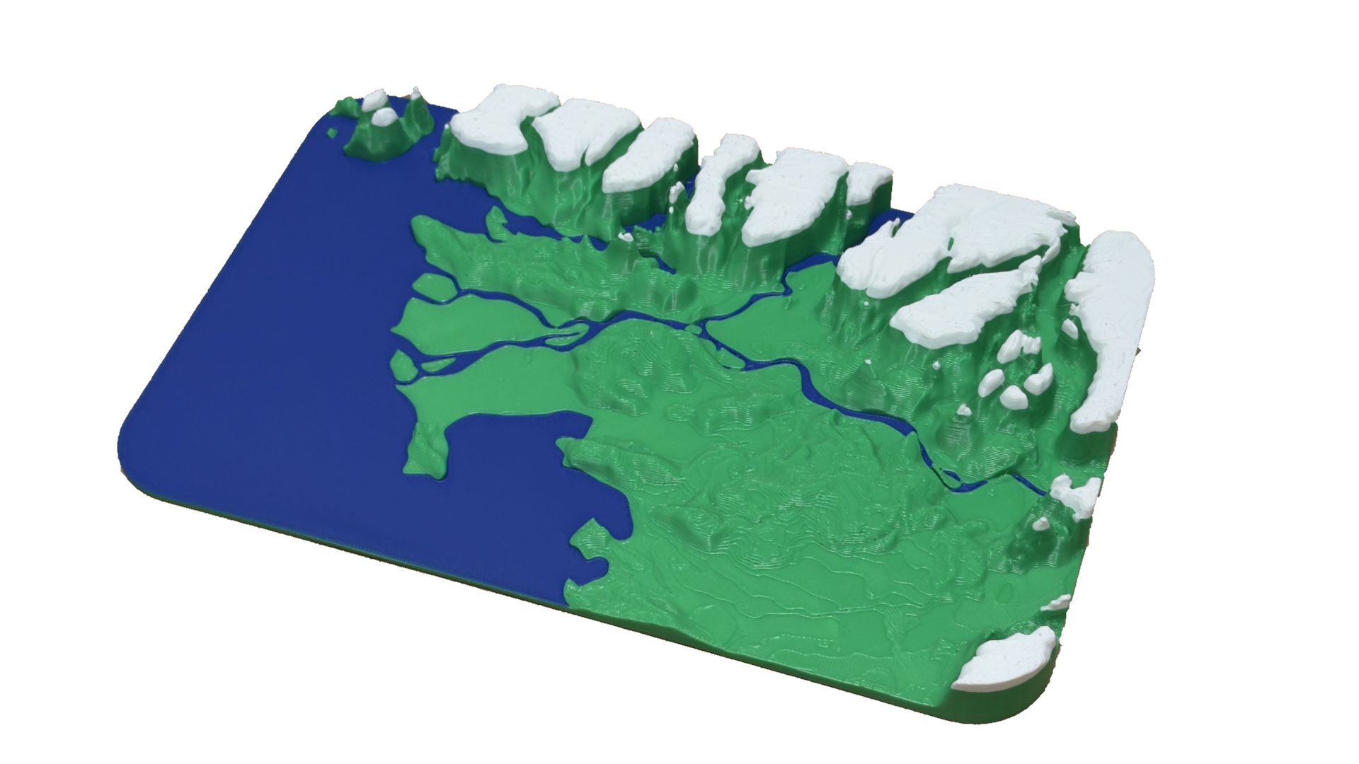 3D printed topography map with detachable sea-level rise insert